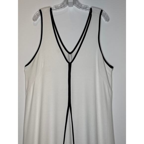Maeve by Anthropologie Mid-2010s Ivory Black Piped Stretch Midi Dress Size 1X - Picture 3 of 10